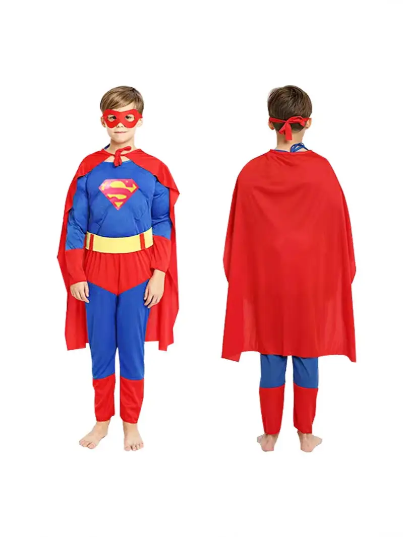 Halloween Children's Cosplay Muscle Batman New Muscle Superman Tight-Fitting Jumpsuit Costume Role-Playing Outfit