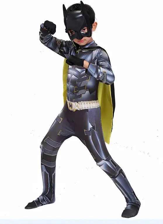 Halloween Children's Cosplay Muscle Batman New Muscle Superman Tight-Fitting Jumpsuit Costume Role-Playing Outfit