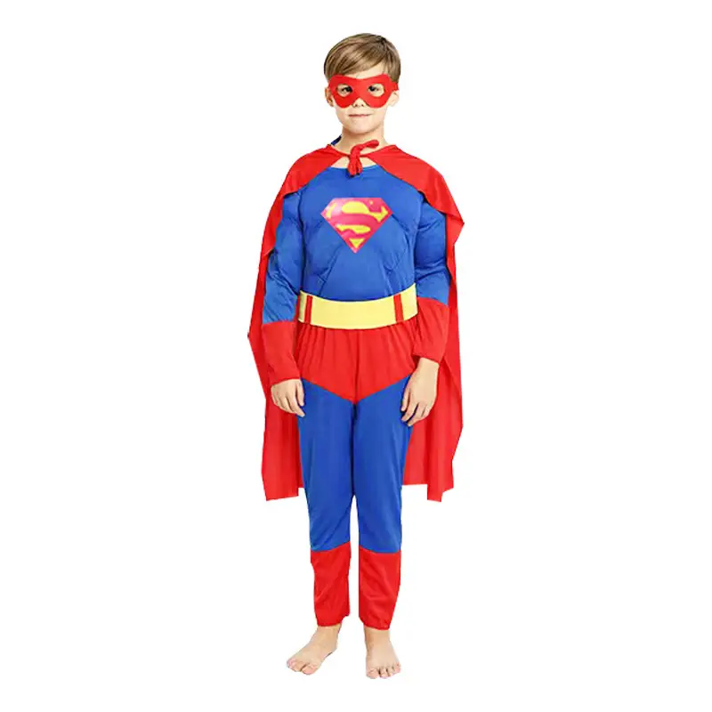 Halloween Children's Cosplay Muscle Batman New Muscle Superman Tight-Fitting Jumpsuit Costume Role-Playing Outfit
