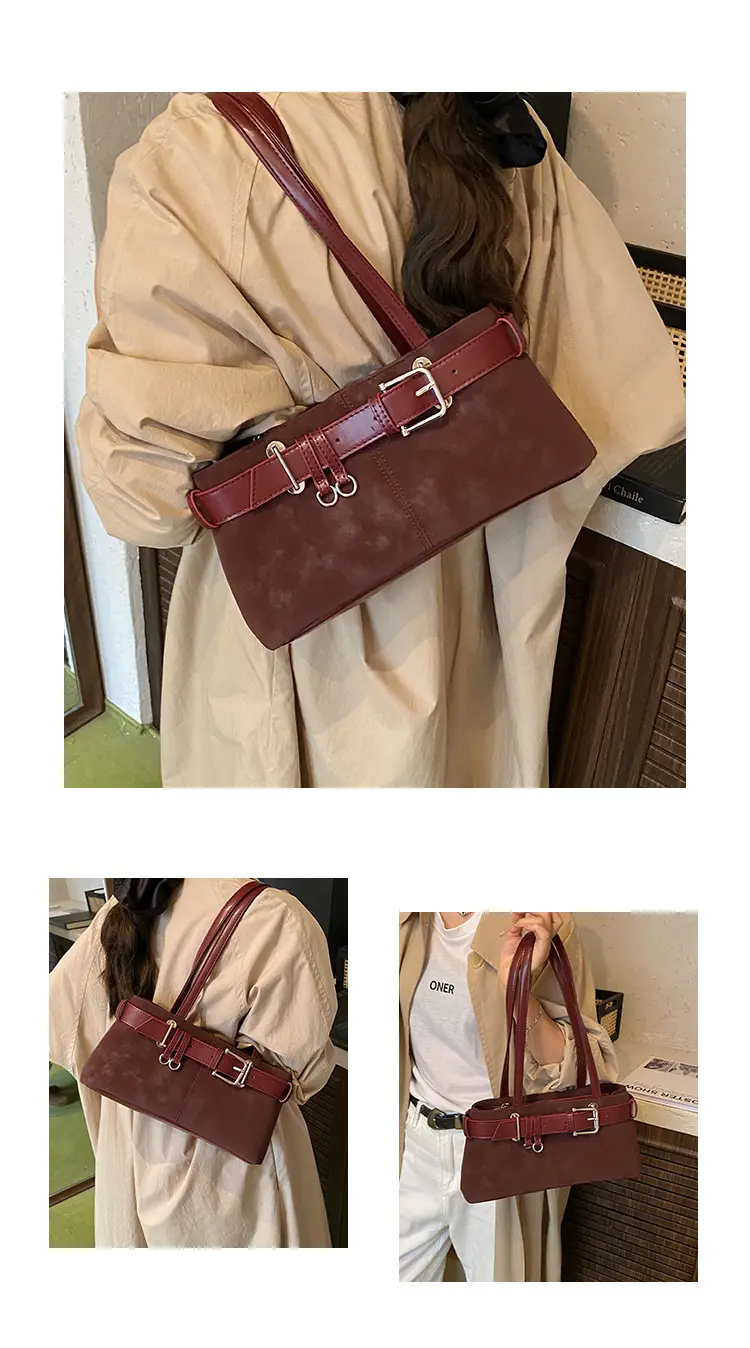 Women Retro Frosted Handheld Tote Bag Brown 2025 — feature 10