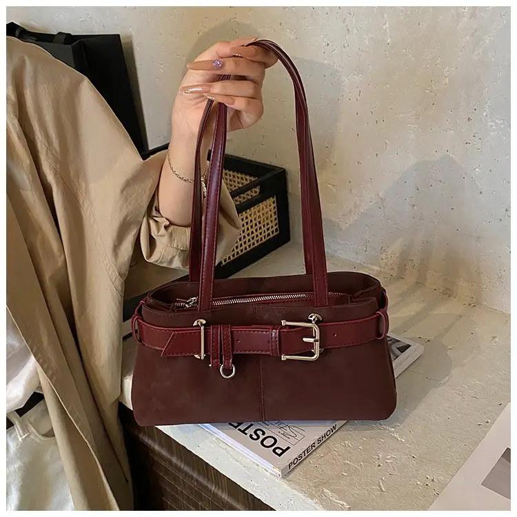 Women Retro Frosted Handheld Tote Bag Brown 2025 — feature 11