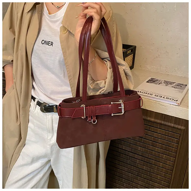 Women Retro Frosted Handheld Tote Bag Brown 2025 — feature 12