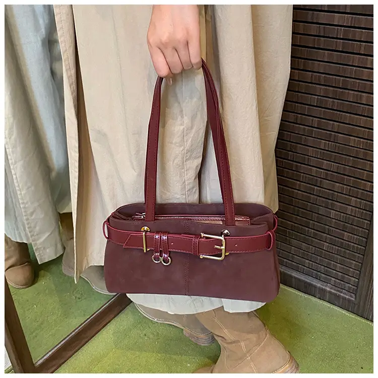 Women Retro Frosted Handheld Tote Bag Brown 2025 — feature 13