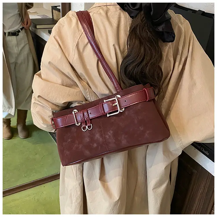 Women Retro Frosted Handheld Tote Bag Brown 2025 — feature 14
