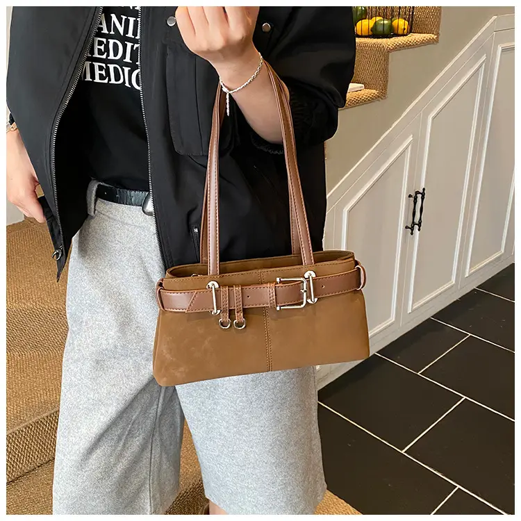 Women Retro Frosted Handheld Tote Bag Brown 2025 — feature 21