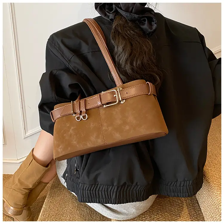 Women Retro Frosted Handheld Tote Bag Brown 2025 — feature 22
