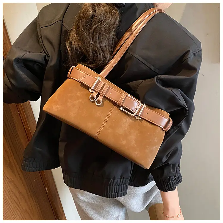 Women Retro Frosted Handheld Tote Bag Brown 2025 — feature 24