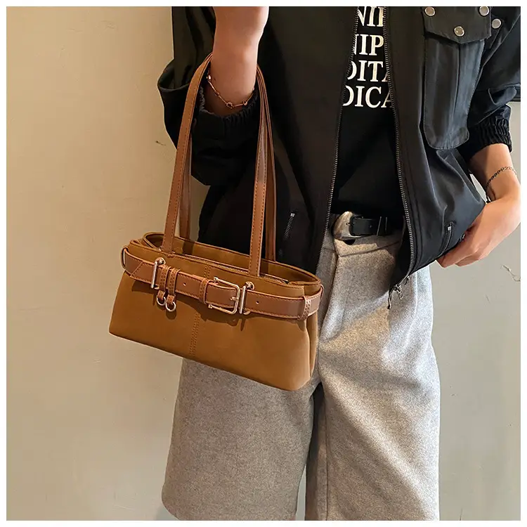 Women Retro Frosted Handheld Tote Bag Brown 2025 — feature 25