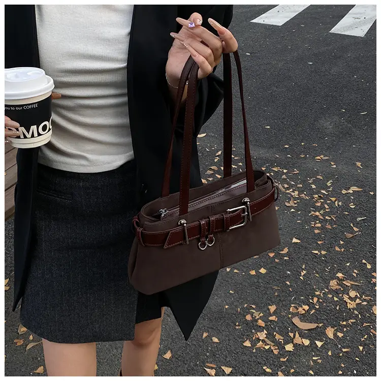 Women Retro Frosted Handheld Tote Bag Brown 2025 — feature 26