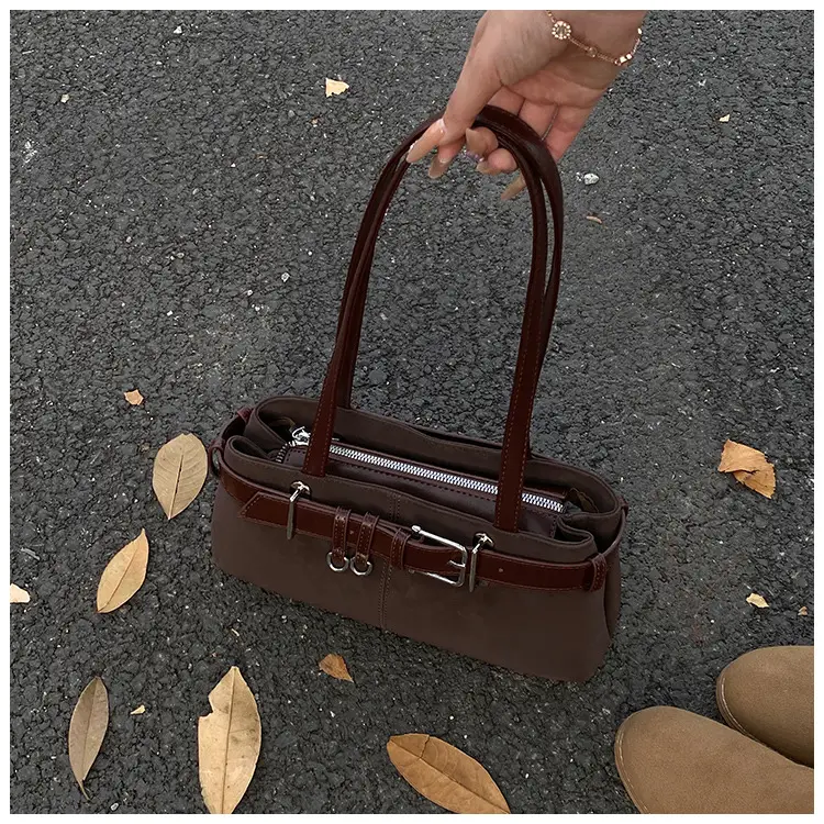 Women Retro Frosted Handheld Tote Bag Brown 2025 — feature 28