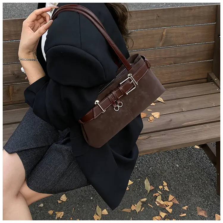 Women Retro Frosted Handheld Tote Bag Brown 2025 — feature 30