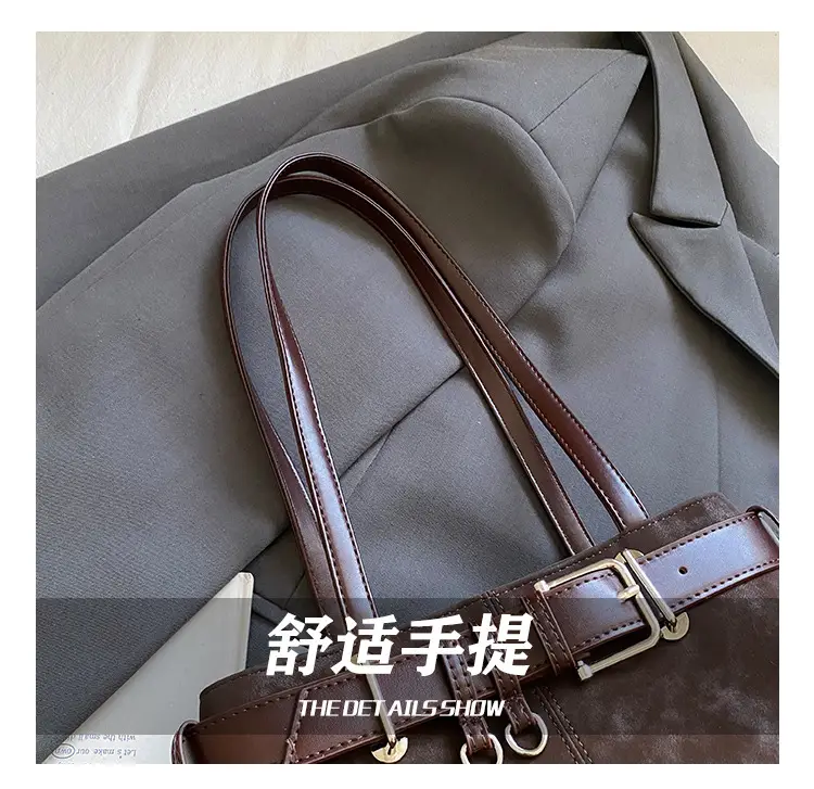 Women Retro Frosted Handheld Tote Bag Brown 2025 — feature 6