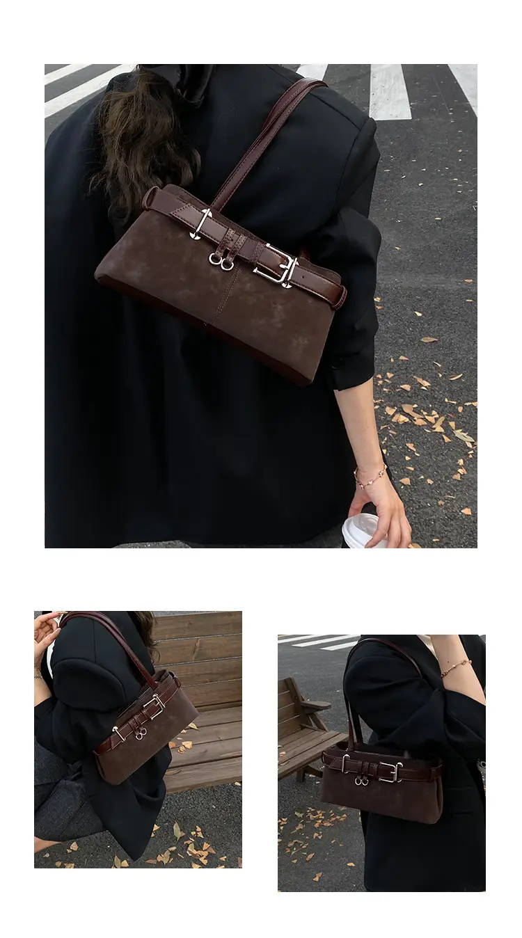 Women Retro Frosted Handheld Tote Bag Brown 2025 — feature 7