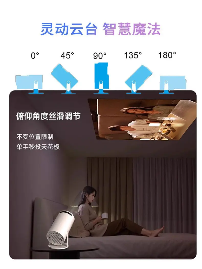 Cross-Border Popular Hy300 Ptz Barrel 4K Home Theater Ultra-High Definition Wall Projection Portable Projector — feature 1