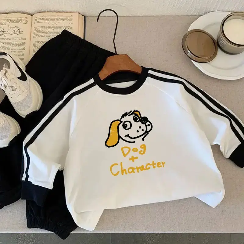Boys Cotton Cartoon Long Sleeve T-Shirt Grey