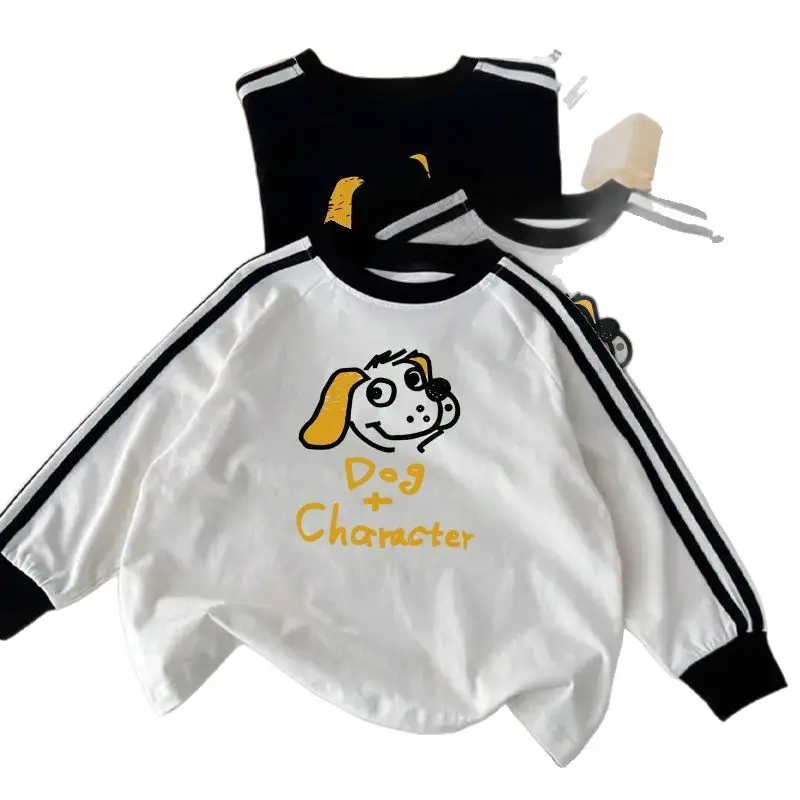 Boys Cotton Cartoon Long Sleeve T-Shirt Grey