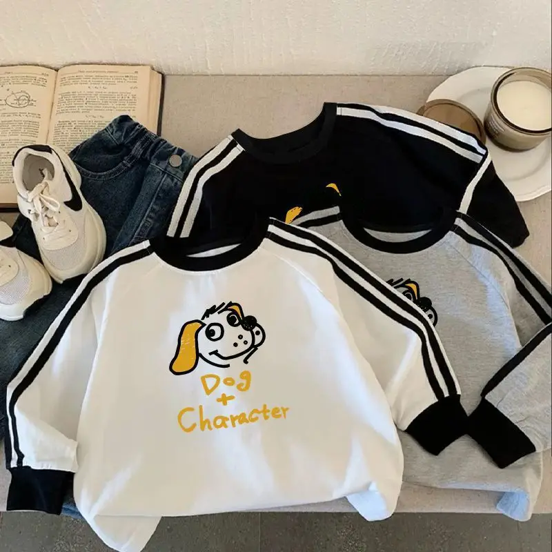 Boys Cotton Cartoon Long Sleeve T-Shirt Grey — feature 7