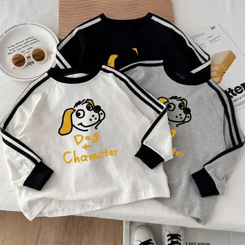 Boys Cotton Cartoon Long Sleeve T-Shirt Grey — feature 8
