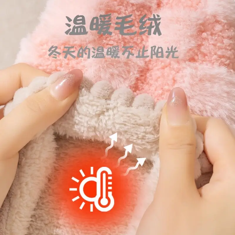 New Cotton Slippers for Women in Autumn and Winter Indoor Home Household Warm Plus Plush Couple Thick-Soled Men's Cotton Slippers