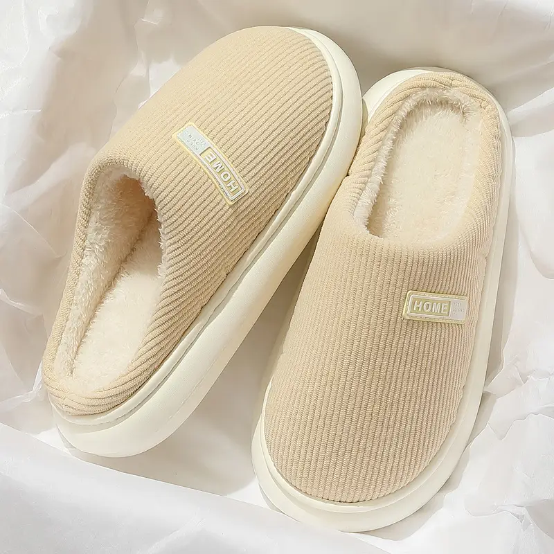 Home Cotton Slippers for Women, Autumn and Winter Household Indoor Wool Slippers, Winter Warm, Non-Slip, Breathable Cotton Slippers for Men, Wholesale - Image 3