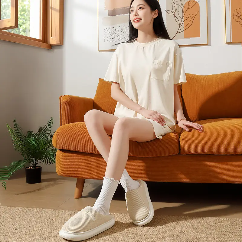 Home Cotton Slippers for Women, Autumn and Winter Household Indoor Wool Slippers, Winter Warm, Non-Slip, Breathable Cotton Slippers for Men, Wholesale - Image 4