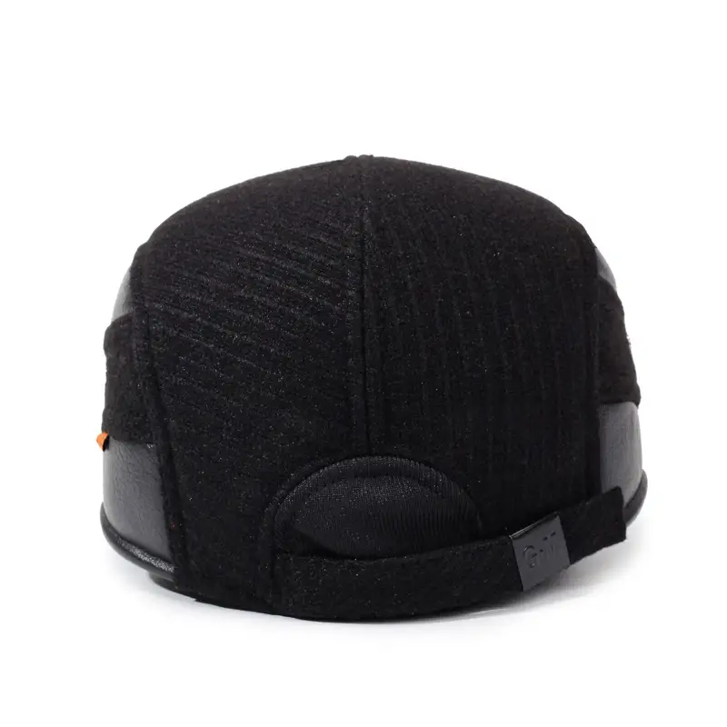 Elderly Men's Black Fleece Duckbill Cap Winter Warm Ear Protection - Image 4