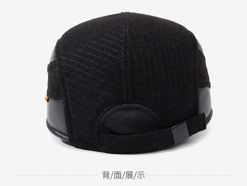 Elderly Men's Black Fleece Duckbill Cap Winter Warm Ear Protection — feature 11