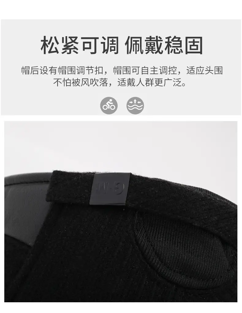 Elderly Men's Black Fleece Duckbill Cap Winter Warm Ear Protection — feature 4