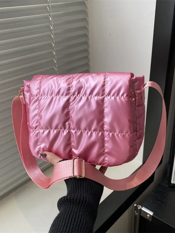 Pink Quilted Shoulder Bag for Women 2026