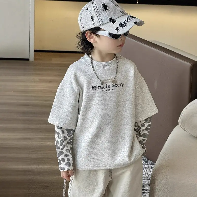 Boys Sweatshirt Set Beige 2-Piece Autumn 2025 - Image 4
