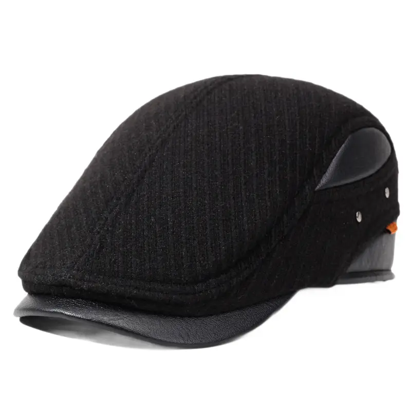 Elderly Men's Black Duckbill Cap Winter Fleece Warm - Image 7