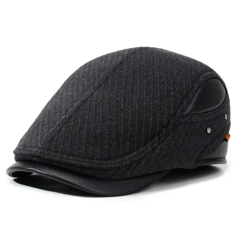 Elderly Men's Black Duckbill Cap Winter Fleece Warm - Image 2
