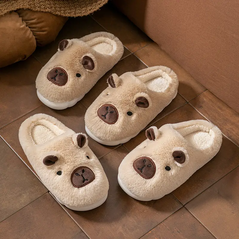 Kapibala Cotton Slippers for Women in Autumn and Winter for Home Use Soft-Soled Non-Slip Fleece-Lined Warm Couple Cute Cartoon Cotton Slippers - Image 7