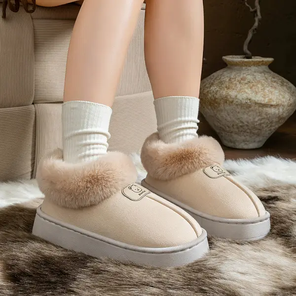 Women's Winter 2025 New Style Cotton Slippers with Heel, Fleece-Lined, Warm, Thick-Soled, Non-Slip, Outer Wear, Snow Cotton Shoes, Plush Cotton Shoes - Image 16