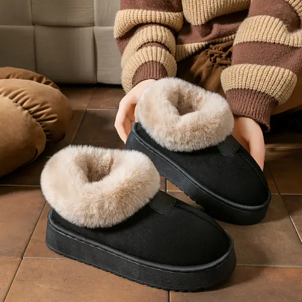 Women's Winter 2025 New Style Cotton Slippers with Heel, Fleece-Lined, Warm, Thick-Soled, Non-Slip, Outer Wear, Snow Cotton Shoes, Plush Cotton Shoes - Image 17