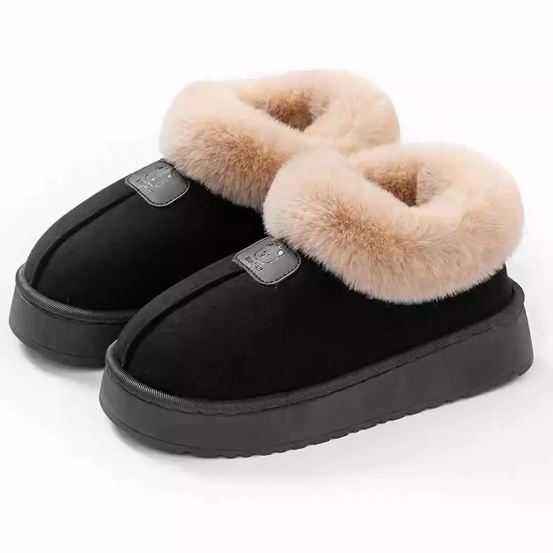 Women's Winter 2025 New Style Cotton Slippers with Heel, Fleece-Lined, Warm, Thick-Soled, Non-Slip, Outer Wear, Snow Cotton Shoes, Plush Cotton Shoes - Image 19
