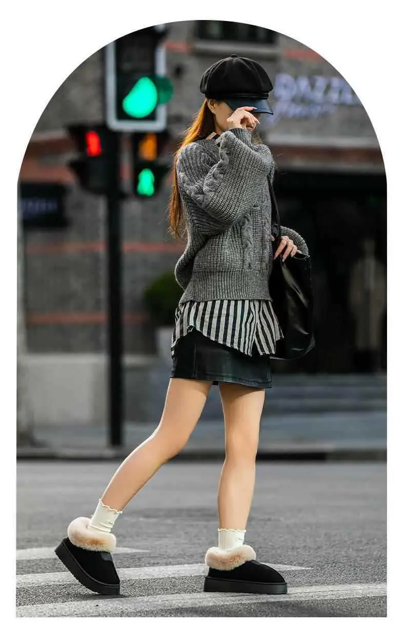 Women's Winter 2025 New Style Cotton Slippers with Heel, Fleece-Lined, Warm, Thick-Soled, Non-Slip, Outer Wear, Snow Cotton Shoes, Plush Cotton Shoes — feature 14