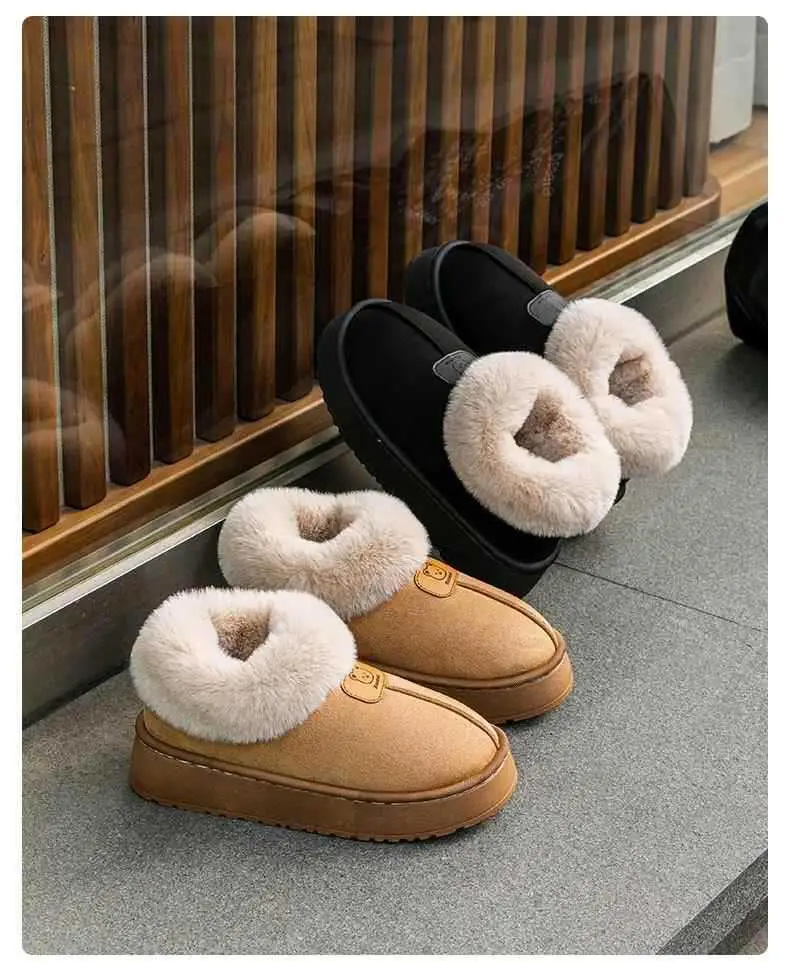 Women's Winter 2025 New Style Cotton Slippers with Heel, Fleece-Lined, Warm, Thick-Soled, Non-Slip, Outer Wear, Snow Cotton Shoes, Plush Cotton Shoes — feature 16