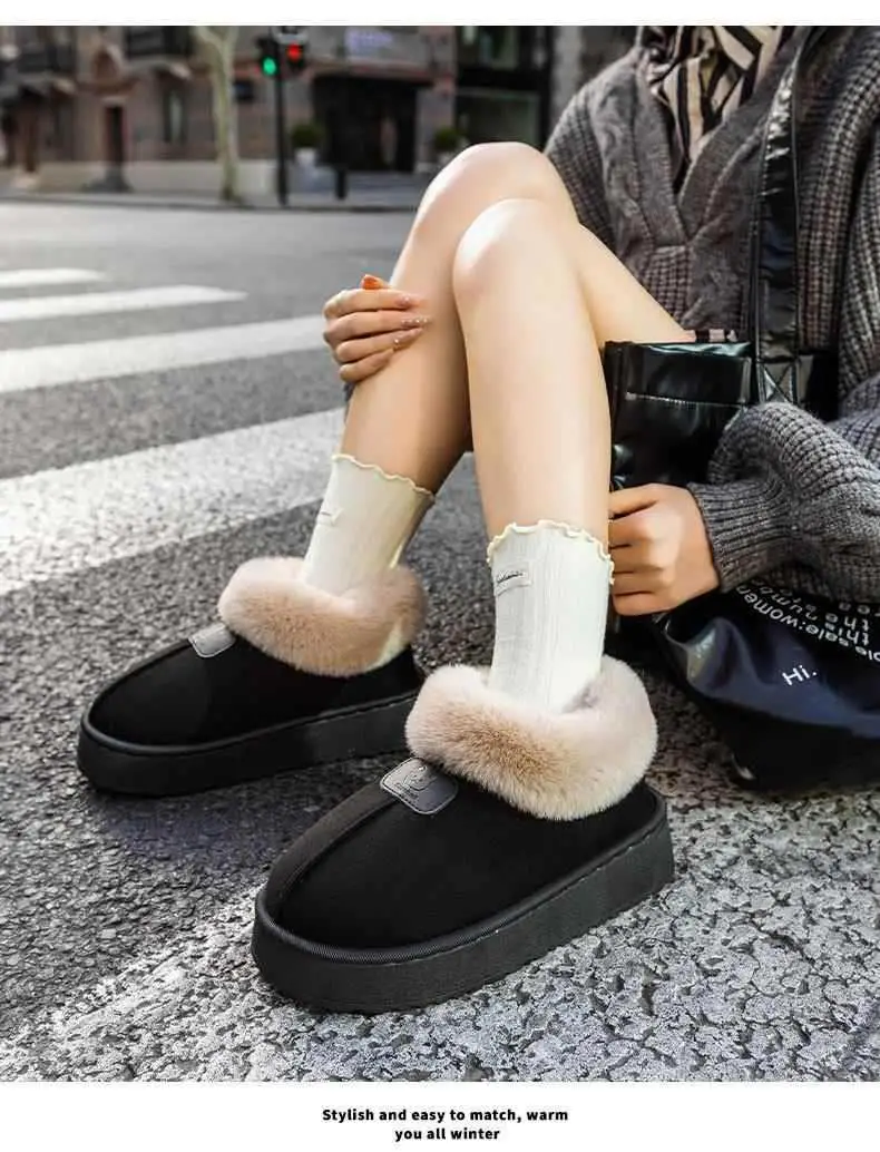 Women's Winter 2025 New Style Cotton Slippers with Heel, Fleece-Lined, Warm, Thick-Soled, Non-Slip, Outer Wear, Snow Cotton Shoes, Plush Cotton Shoes — feature 18