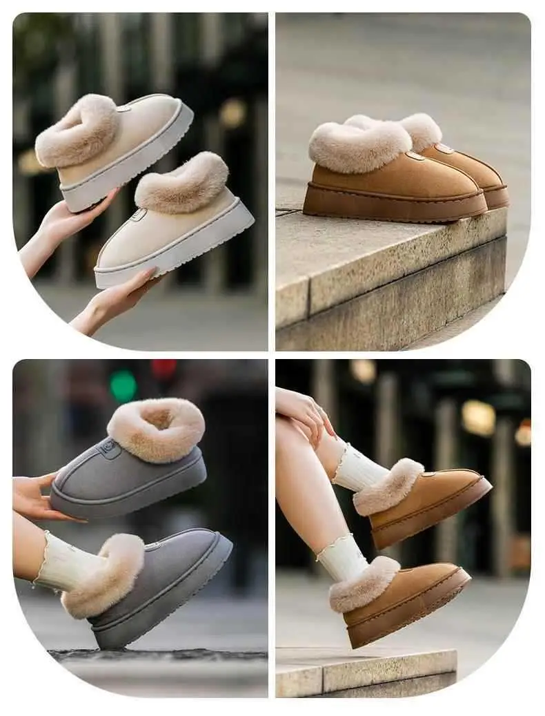 Women's Winter 2025 New Style Cotton Slippers with Heel, Fleece-Lined, Warm, Thick-Soled, Non-Slip, Outer Wear, Snow Cotton Shoes, Plush Cotton Shoes — feature 19
