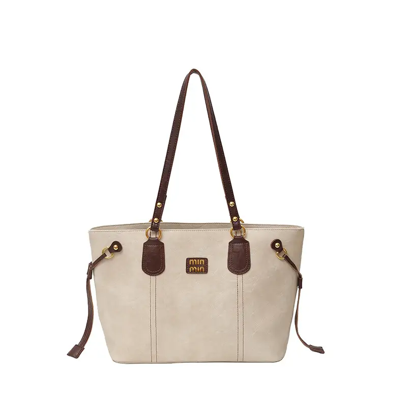 Women's Large Capacity Leather Tote Bag Brown