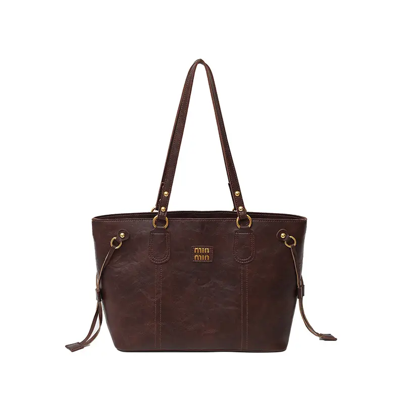 Women's Large Capacity Leather Tote Bag Brown