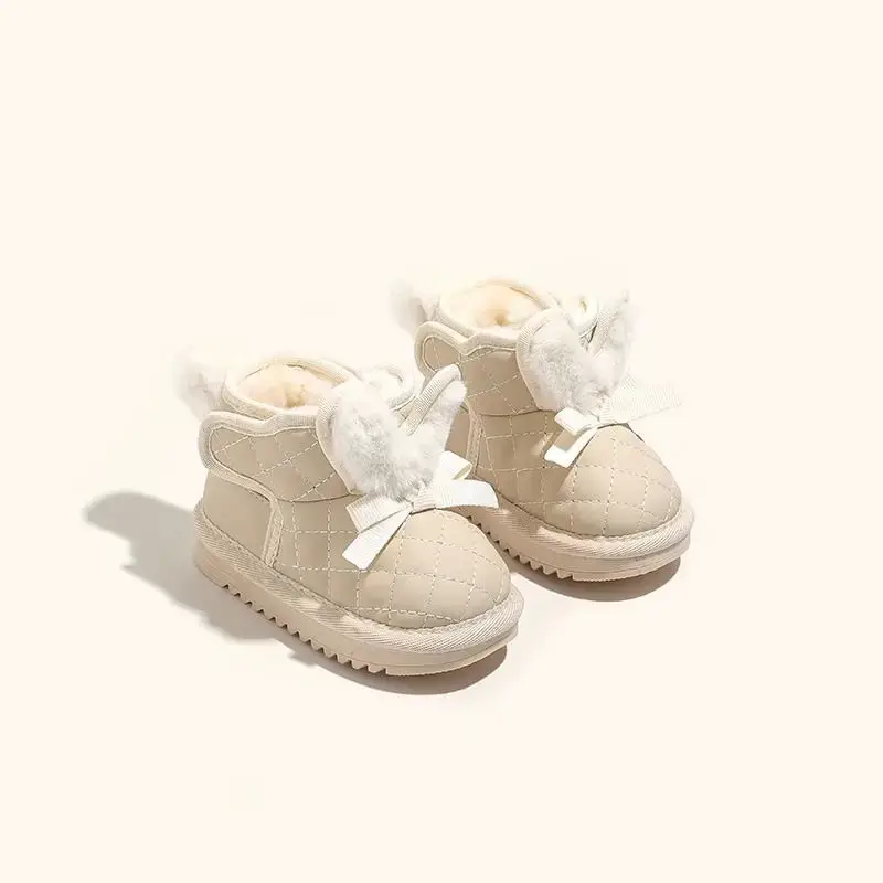 Baby Girl Fleece Lined Snow Boots Black Pink White