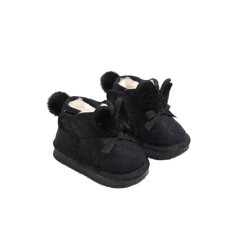 Baby Girl Fleece Lined Snow Boots Black Pink White