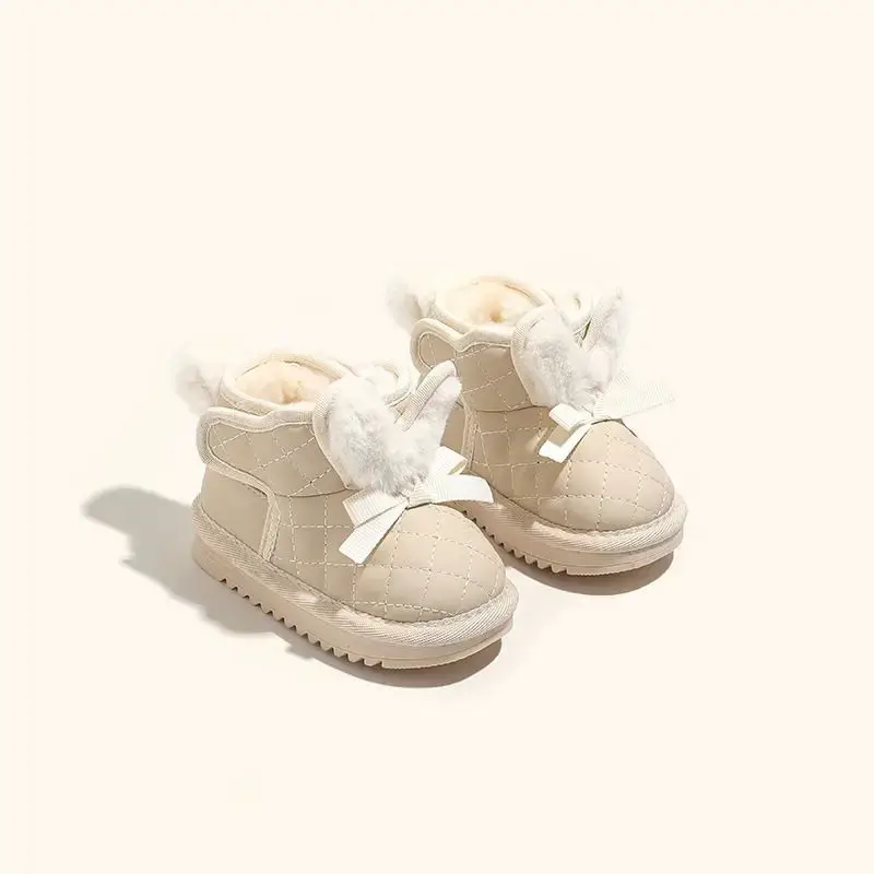 Baby Girl Fleece Lined Snow Boots Black Pink White — feature 2