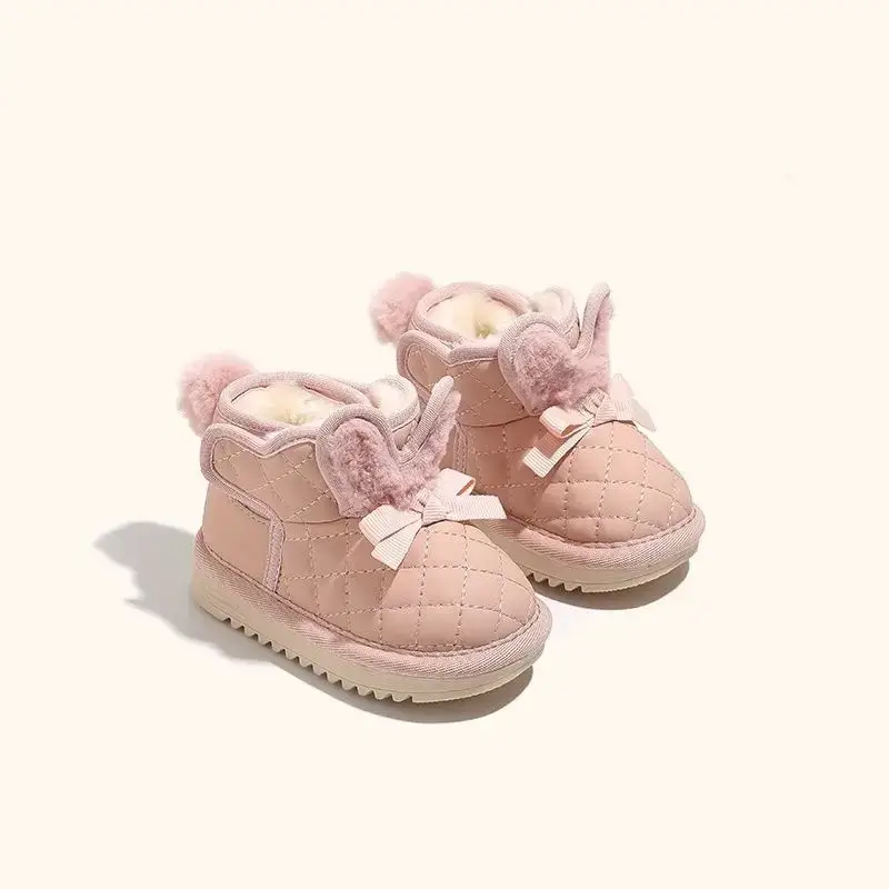 Baby Girl Fleece Lined Snow Boots Black Pink White — feature 4
