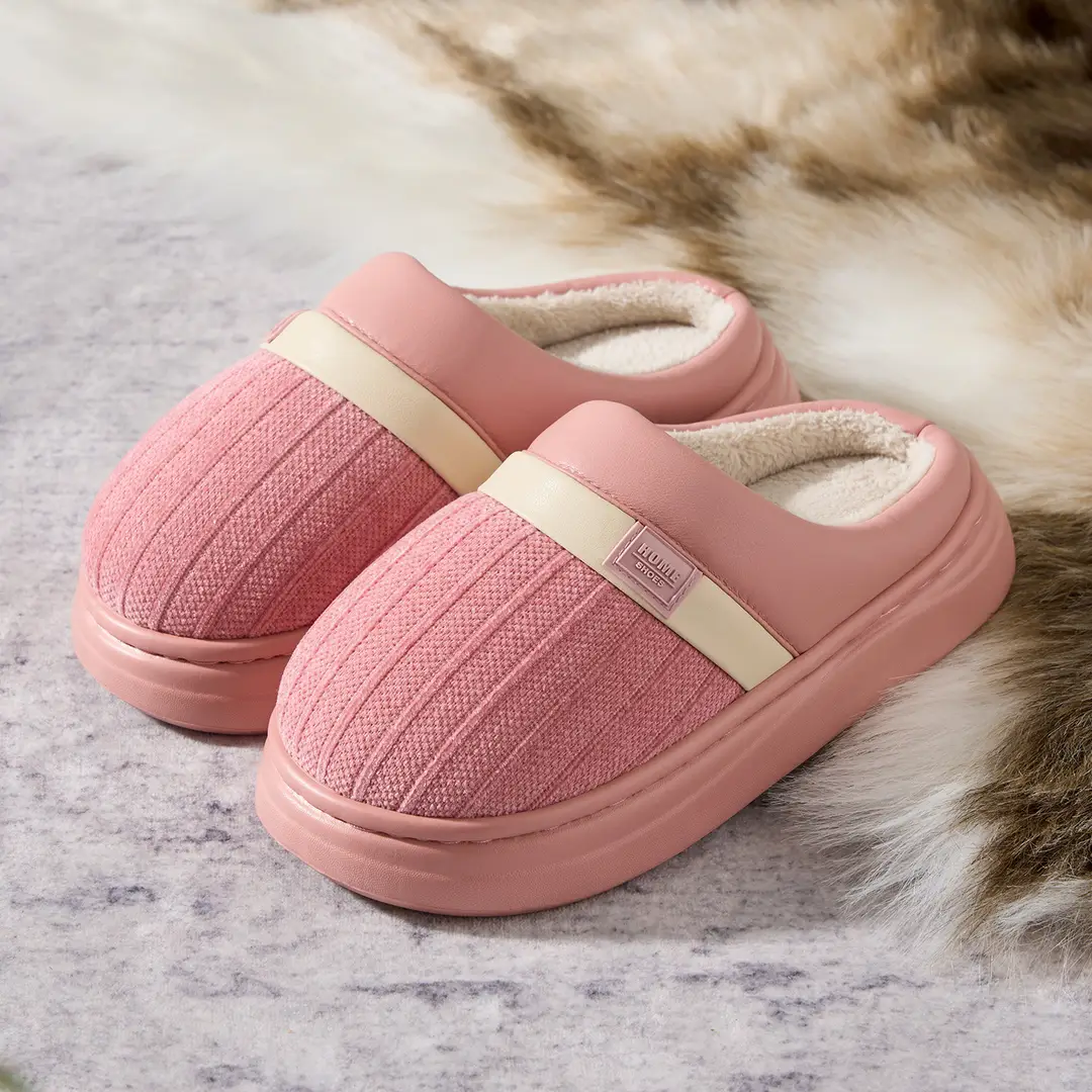 High-End Couple Cotton Slippers for Men in Autumn and Winter Indoor Home Fleece-Lined Thickeneded Non-Slip Warm Antibacterial and Deodorant Cotton Shoes - Image 19