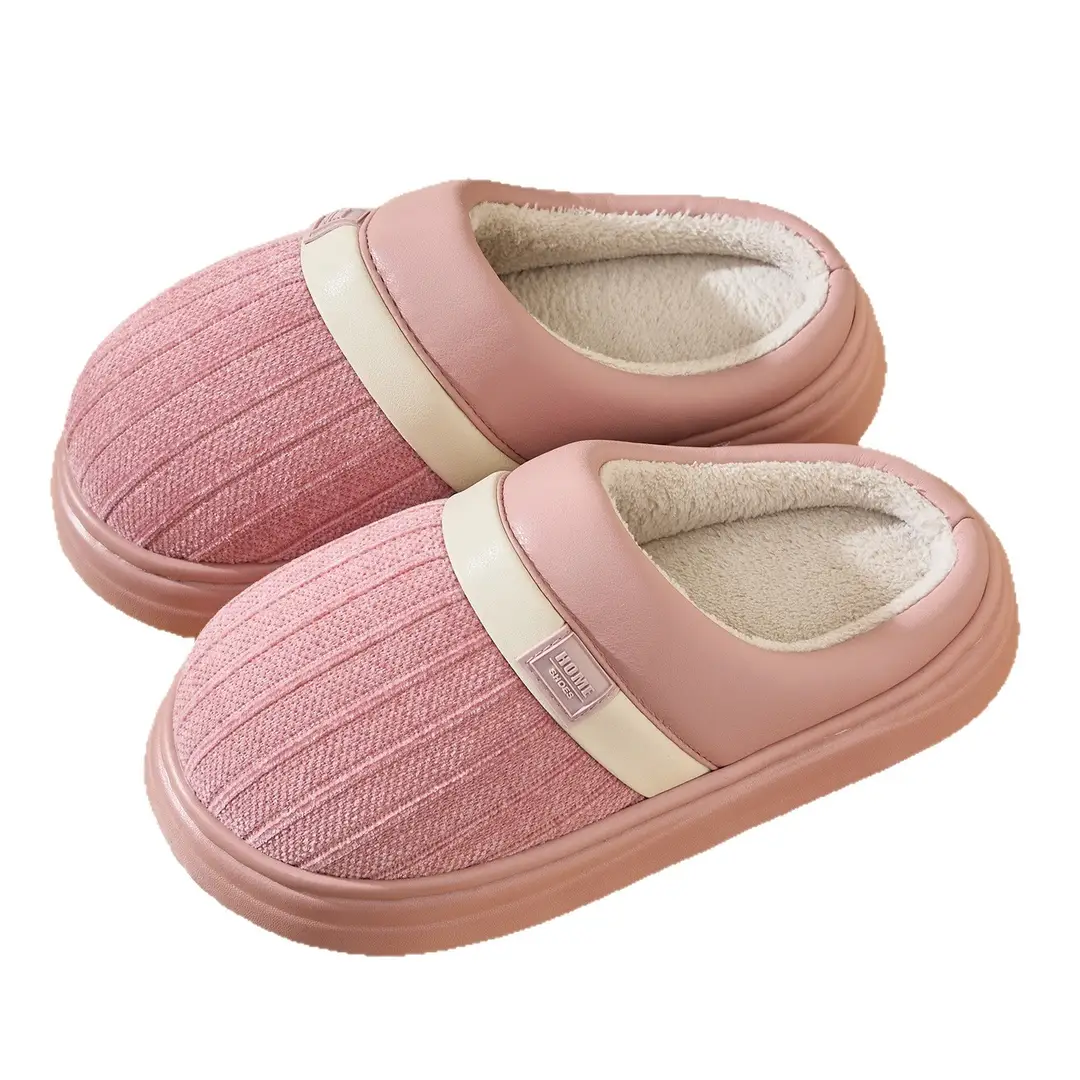 High-End Couple Cotton Slippers for Men in Autumn and Winter Indoor Home Fleece-Lined Thickeneded Non-Slip Warm Antibacterial and Deodorant Cotton Shoes - Image 22