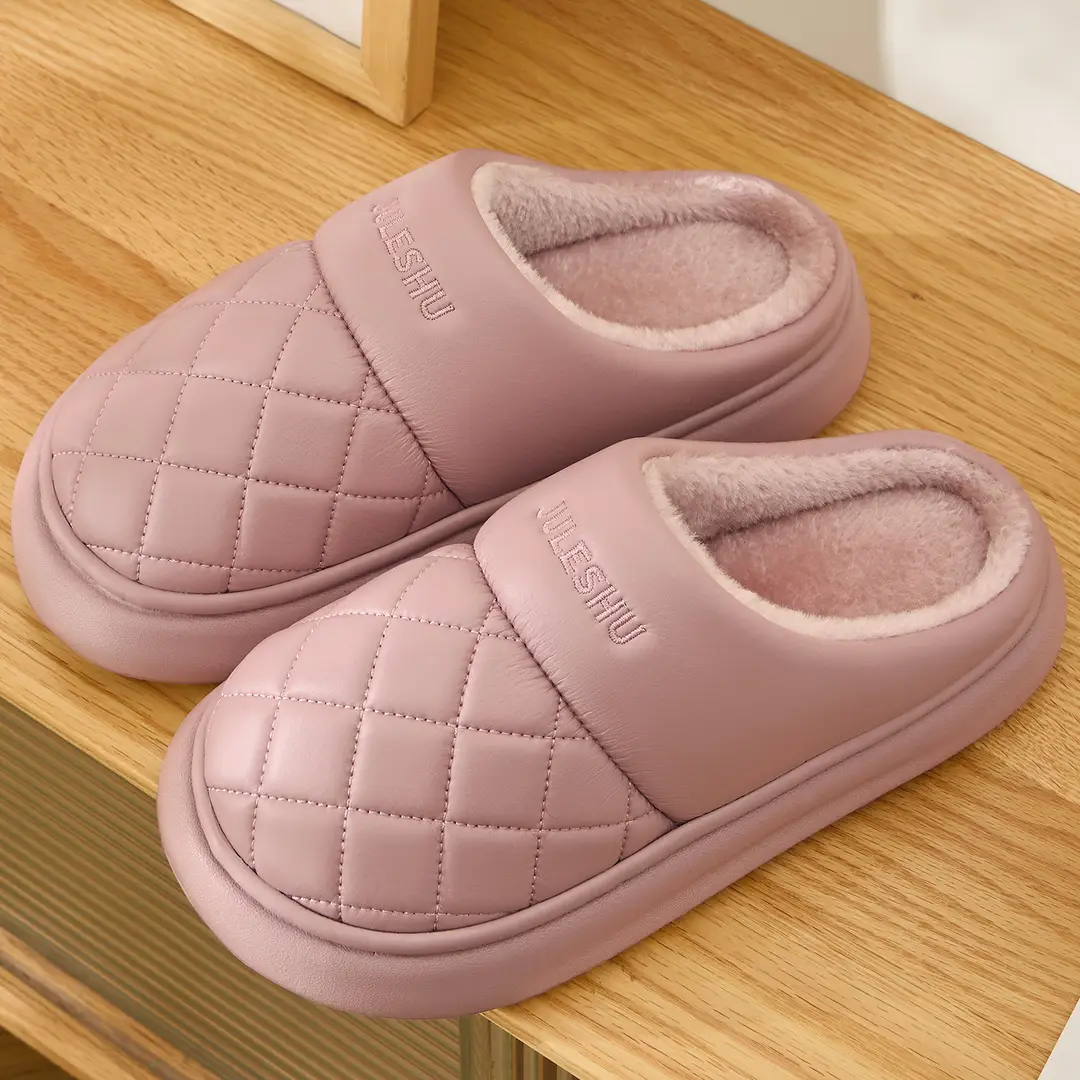 High-End Couple Cotton Slippers for Men in Autumn and Winter Indoor Home Fleece-Lined Thickeneded Non-Slip Warm Antibacterial and Deodorant Cotton Shoes - Image 11