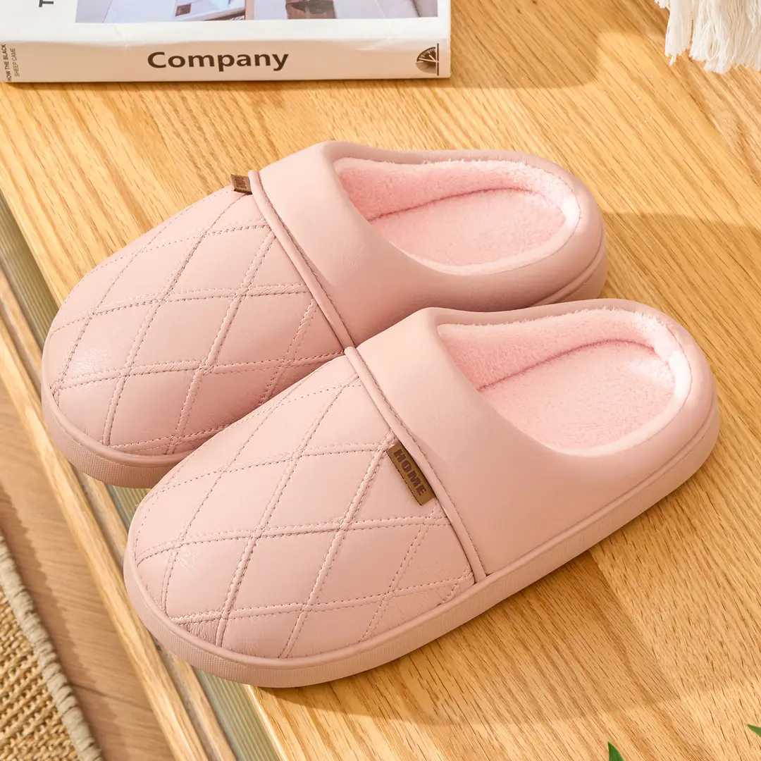 High-End Couple Cotton Slippers for Men in Autumn and Winter Indoor Home Fleece-Lined Thickeneded Non-Slip Warm Antibacterial and Deodorant Cotton Shoes - Image 5
